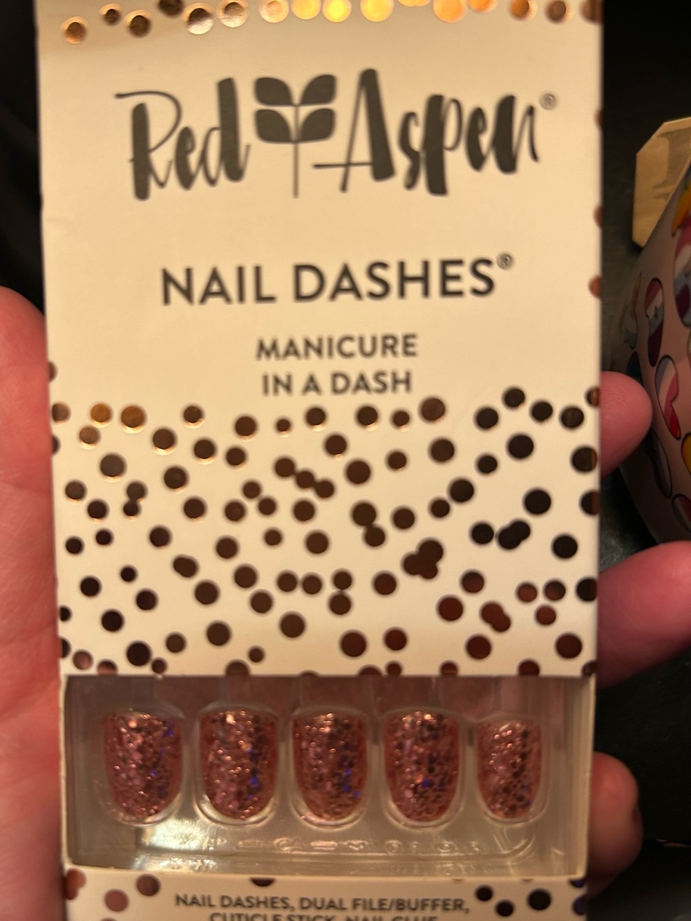 Red Aspen Rose Gold Glitter Nail Dashes